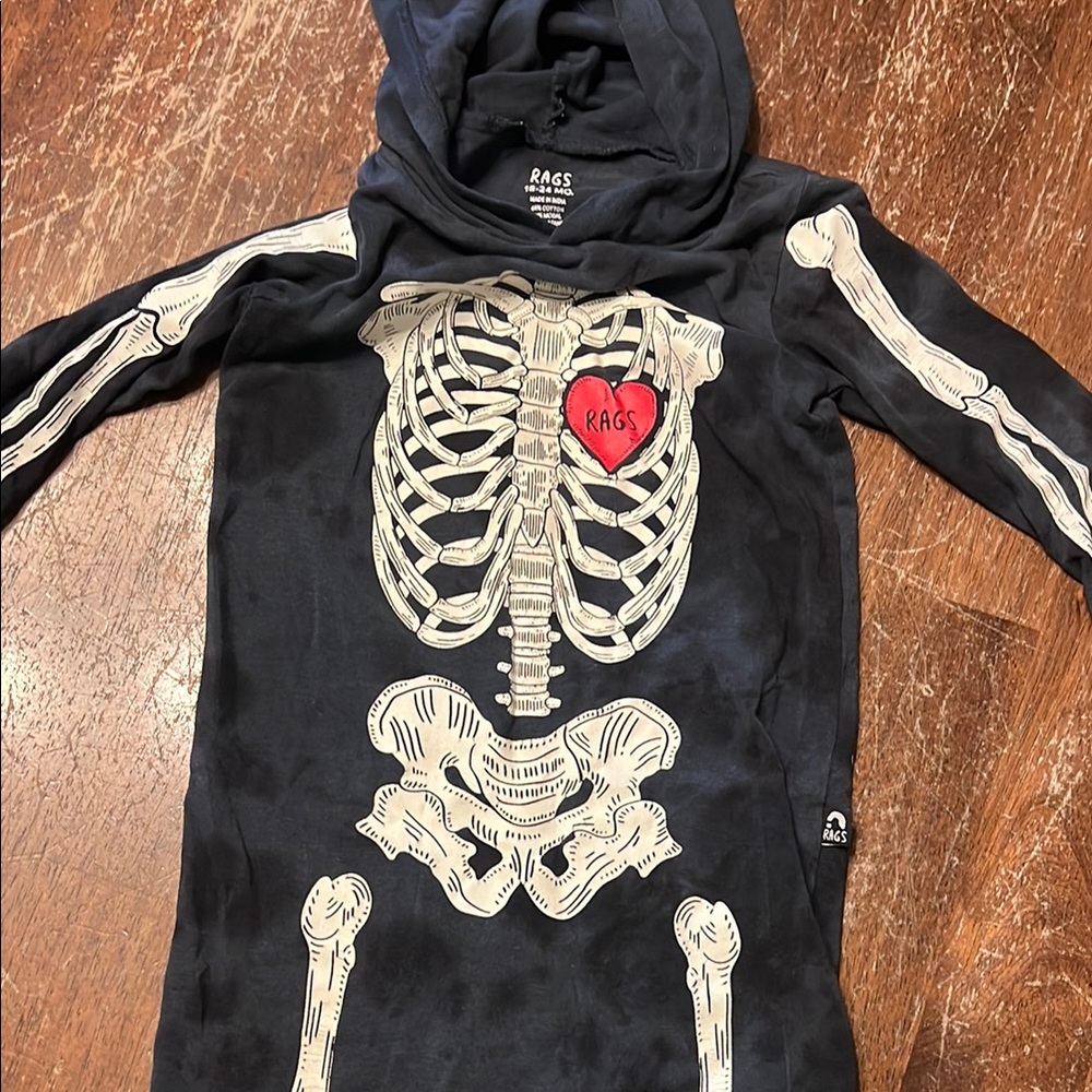 Kids Skeleton with Heart Hoodie One Piece - Glow in The Dark